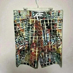 Bob Marley One Love Men’s Board Shorts Size 36 Rasta Swim Trunks